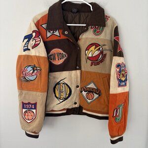 Soho Babe Women’s Large NBA Patch Button Up Jacket Wool Blend Thick See Photos
